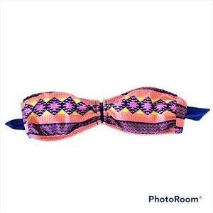 Hurley Pink Tribal Print Bandeau Swim Top